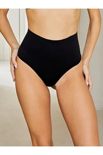 MİSTİRİK Arpina Model High Waist - Laser Cut Recovery Black Slip String