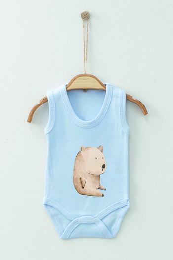 ADABEBEK 100% Cotton Organic Watercolor Strappy Bodysuit Baby Bodysuit
