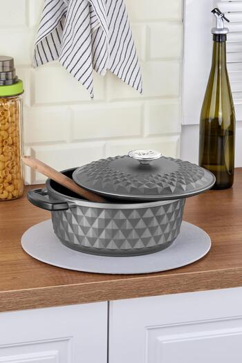 Taç Bella Cast Cover Deep Pot 24 Cm Gray