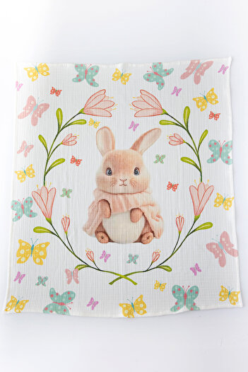 Nilue Rabbie Muslin Blanket - 100% Organic Muslin Cotton