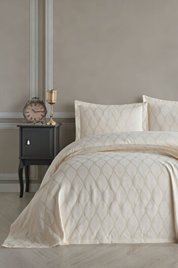 BİRHOME Lisbon Double Bedspread Set (cream)