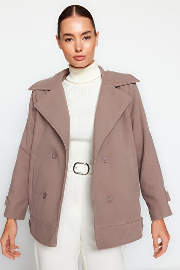 Trendyol Collection Mink Oversize Wide Cut Stamp Coat TWOAW24KB00148