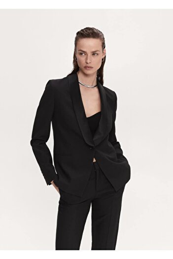 MANGO Woman Satin Collar Blazer Jacket