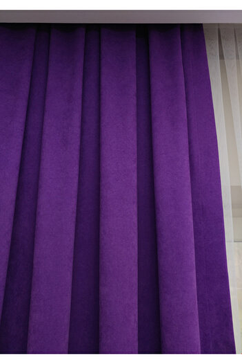 Evdepo Home Purple Soft Background Curtain - Solid Color, 1/2 Sparse Pleat, Single Wing