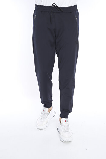 NEED LİFE Erkek Lacivert Karbon Şerit Paçası Lastikli Slim Fit Eşofman Altı