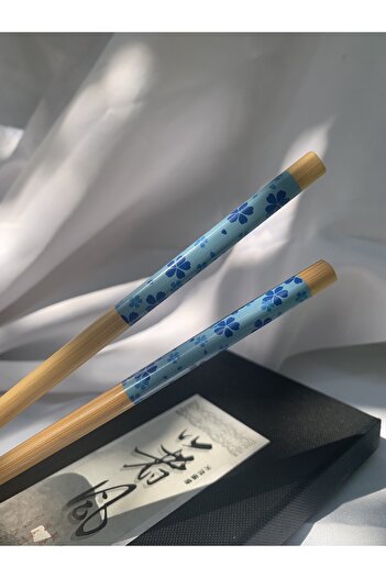 Tam Seramik Japanese Bamboo Chopstick Blue Floral 1 Pair