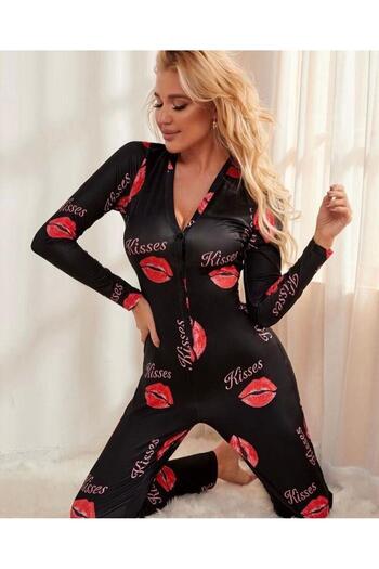 the DIFFerent theDIFFernet Lip pattern Pajama jumpsuit printed