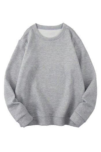 Mythologie Basic Plain Sweatshirt - Gray Oversize Sweatshirt Crew Neck
