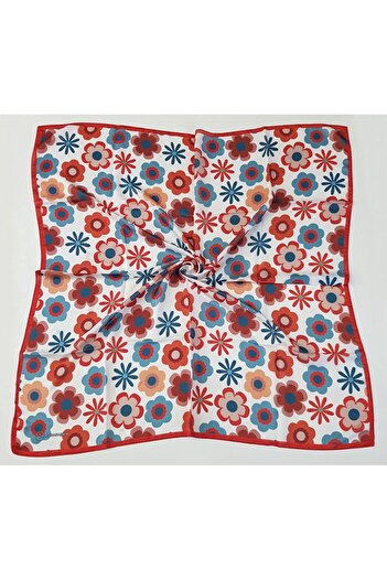 Modakaşmir Daisy Patterned Soft Cotton Scarf Tile