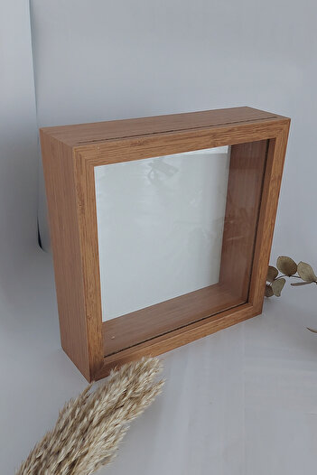 Verda Çerçeve 25x25 cm Bamboo Deep Memory Frame - 6 cm Depth Memory Frame Rose Box!Hkm Commerce