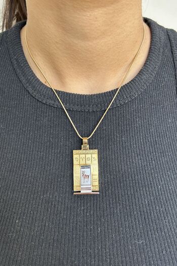 axexuar 316L REAL STEEL GOLD YELLOW ZODIAC HOROSCOPE NECKLACE WOMEN MEN'S TABLET MEDALION NECKLACE UNTARKEN
