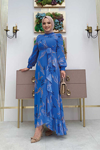 Bym Fashion Šifonové šaty 3842 modré