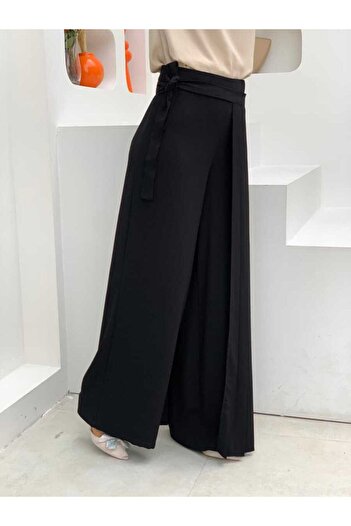 Bym Fashion Pleated Separate Tied Piece Detailed Trouser Skirt 0274 Black