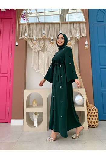 Bym Fashion Stone részletes derék öves ruha 3797 smaragd