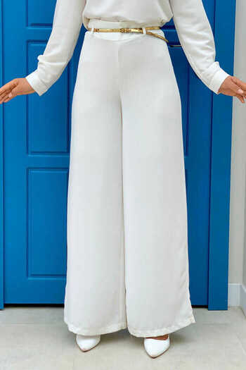 Bym Fashion Zippered Belt Accessory Trouser Skirt 0125 Ecru