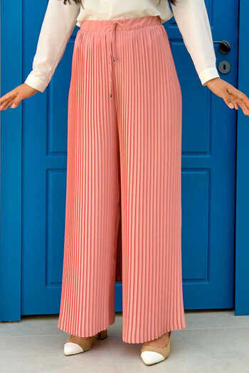 Bym Fashion Waist Elastic Lacing Look Pleated Trousers 0129 Powder