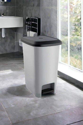 Melkan Home Pedal Dustbin 10 Liter Gray Dustbin Slim Pedal Dustbin 10 Liter 36 Cm Metallic Gray
