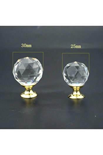 ARON (3 PCS) CRYSTAL BALL HANDLE DIAMETER 30MM (TRANSPARENT GOLD) TV UNIT CONSOLE DRAWER DRAWER CABINET HANDLE
