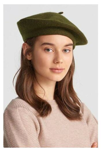 MinaCarin French Painter Felt Beret Men's Khaki