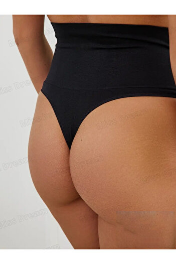 MİSTİRİK Arpina Model High Waist Non-marking Slip String Model Firming Panties Black Color
