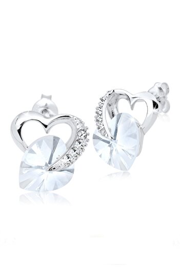 ELLI Ohrringe Herz Liebe Kristalle 925 Gümüş Bal