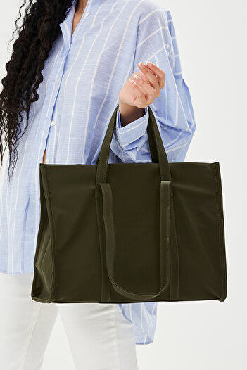 minebag Parachute Fabric Shopper Amelia Women's Shoulder Bag Khaki