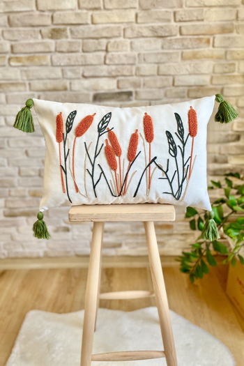 SWITA Punch Embroidered Single Decorative Special Design Throw Pillow Cover (panch)