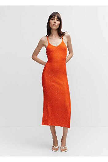 MANGO Woman Sequin Detailed Knitwear Dress