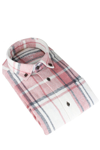 Varetta Men's Pink Thick Winter Classic Wide Cut Lumberjack Shirt with Pockets