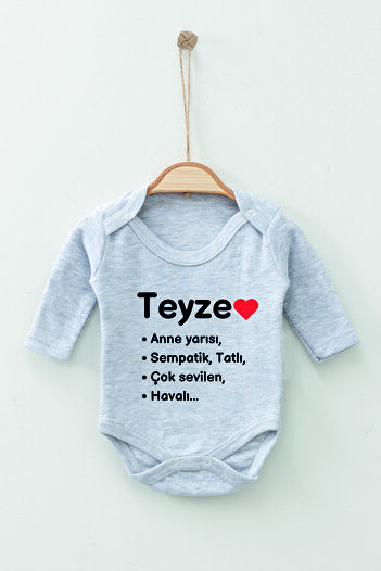 ADABEBEK 100% Cotton Organic Auntie Patterned Long Sleeve Bodysuit Baby Bodysuit