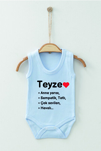 ADABEBEK 100% Cotton Organic Auntie Patterned Strappy Bodysuit Baby Bodysuit