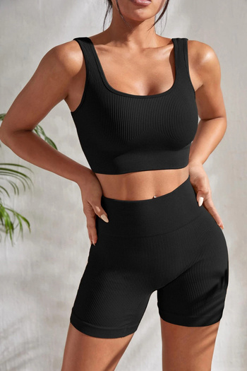 Imoda Women's Black Thick Strap High Waist Underwear Set with Shorts