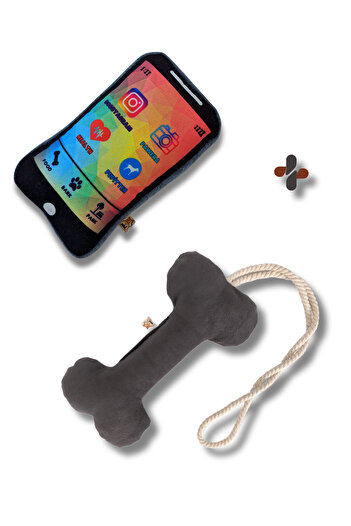 UTDpet Pawphone Mobile Phone Dog Toy with Sound + Bestie Traction Bone Dog Toy