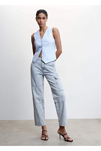 MANGO Woman Cargo Jean Pants with Pockets