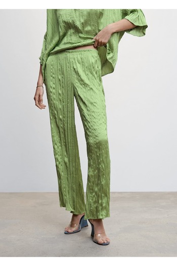 MANGO Woman Pleated Satin Trousers