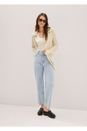 MANGO Woman Wideleg Jeans with Frayed Legs