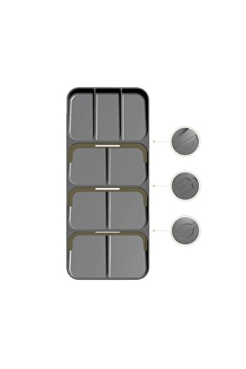 devigo 9 Bölmeli Çekmece Içi Kaşıklık + 5 Bölmeli Çekmece Içi Kaşıklık 2' Li Düzenleyici Set Beyaz
