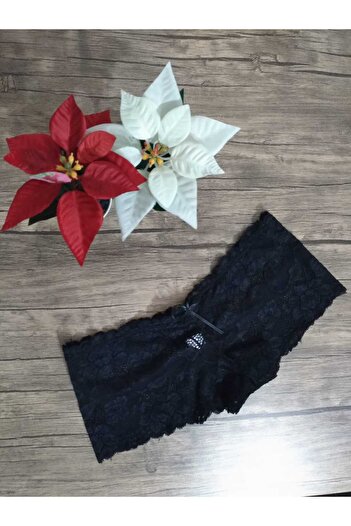 Cooqpoo Black Lace Shorts Panties