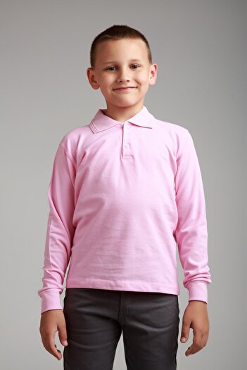 Dragora Uzun Kollu Polo Yaka Pembe Penye