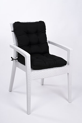 ALTINPAMUK Neva Pofidik Black Backrest Chair Cushion with Special Stitched Laces, 44X88 cm
