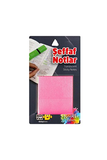 NotYaz Transparent Pink Sticky Note Paper 75x75mm 50 Sheets