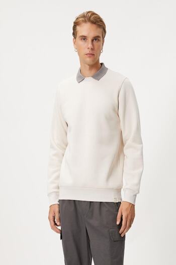 Koton Men's Ecru Sweatshirt