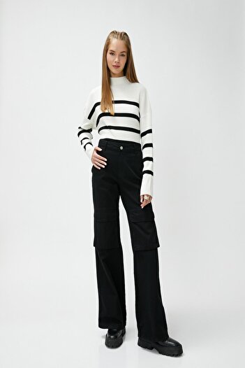 Koton Women's Ecru Striped Sweater