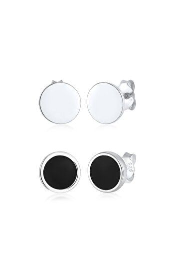 KUZZOI Ohrringe Herren Set Kreis Geo Emaille 925 Silber