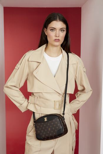 Pierre Cardin Braune Monogramm-Umhängetasche für Damen 05PO22Y1534