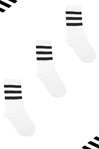 KARDEŞLER ÇORAP Unisex Πολύχρωμο Μαύρο 3 ριγέ Λευκό Socket Tennis Socks College 3 Pack