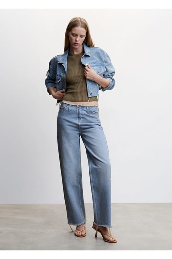 MANGO Woman Perforated Knitwear Rib Blouse