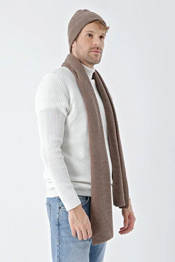 CHUBA Men's Thessaloniki Knitted Knitwear Scarf Beanie Set Brown 22W850
