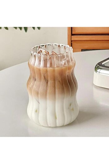 Hayveys Heat Resistant Design Glass Presentation Cup 600 ML Coffee Cold Drink Cup