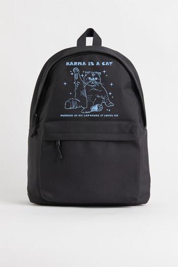 DEEFWEAR Karma Is A Cat Printed Unisex Backpack